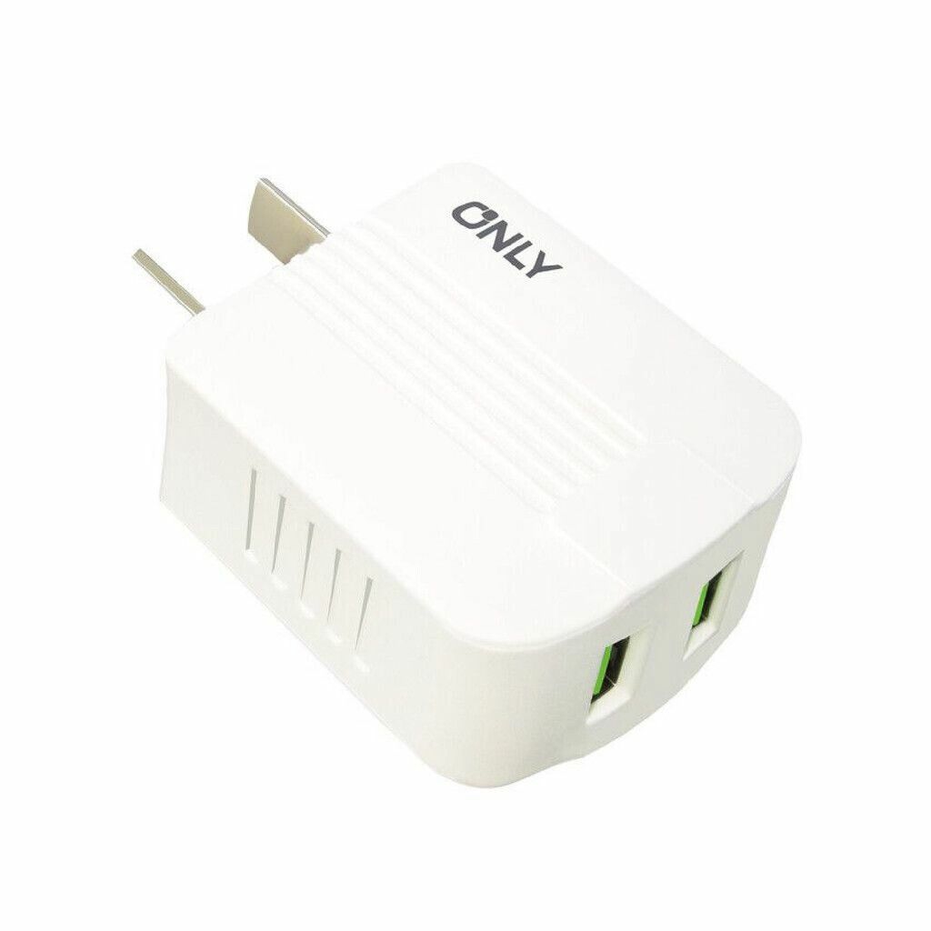 CARGADOR 220V ONLY MOD06 - 4,4A - 2 USB + CABLE LIGHTING - BLANCO ONLY