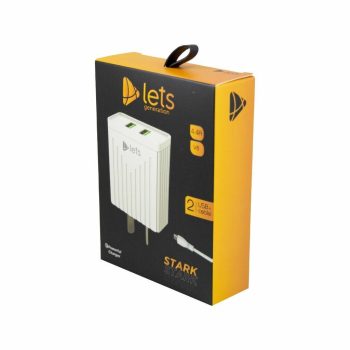 CARGADOR 220V LETS MOD08 - 4,4 A - 2 USB + CABLE V8 - BLANCO LETS