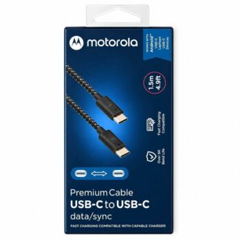 CABLE USB-C A USB-C - 1,5M NEGRO GENUINO 100% MOTOROLA